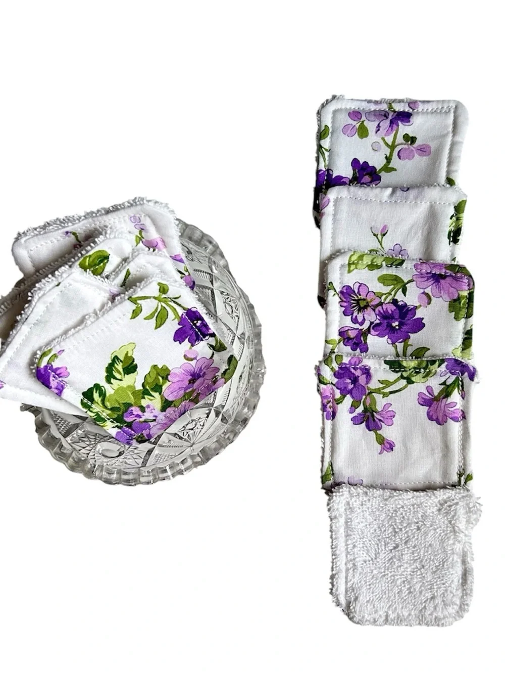 Hand Crafted Floral Eco Friendly Reusable 10 Makeup Remover Pads Cotton